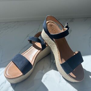 J. Crew Navy Wedge Sandals sz10
